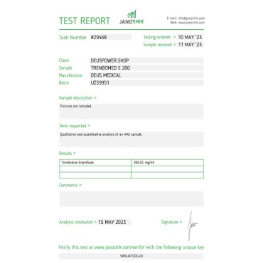 TRENBOMED E 200 (TRENBOLONE ENANTHATE) INJECTABLE STEROID IN AMPOULES Deus Medical